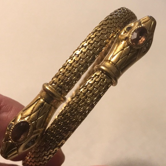 Double Headed Snake Coiled Bangle Bracelet - Picture 12 of 14